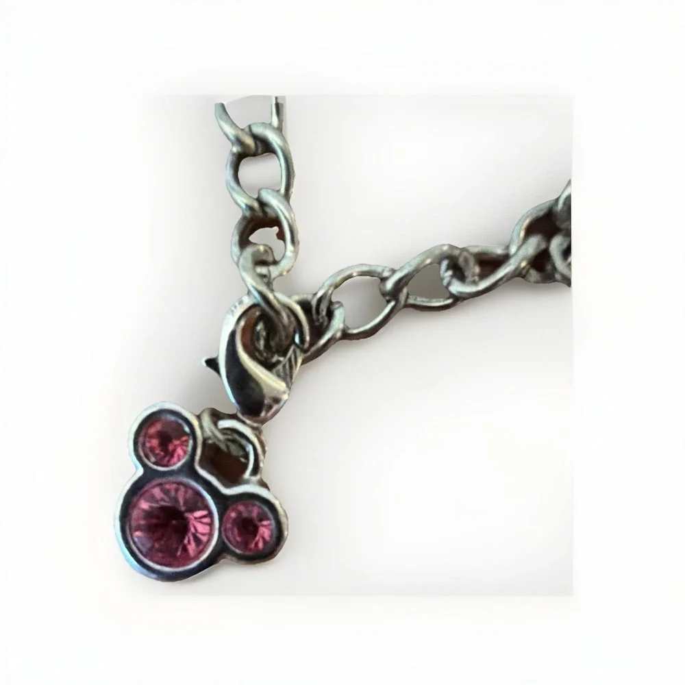 Vintage Disney Pink Crystal‎ Mickey Mouse Head/Ears Clip on Charm